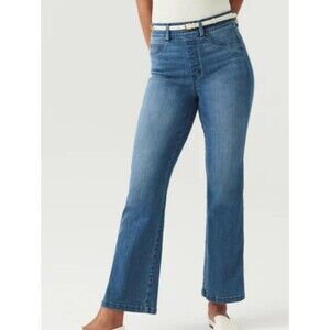 New Spanx Crop Kick Flare Jeans Size XL Vintage Indigo